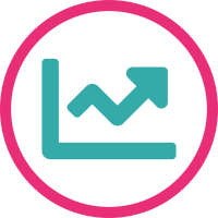 A positive line graph representing performance tracking.