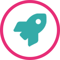 A rocket icon representing the launch of a marketing campaign.